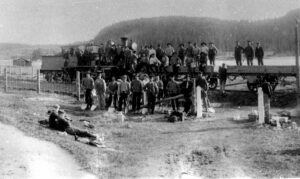 46 Jernbanearbeidslag Lokomotiv Og To Vogner